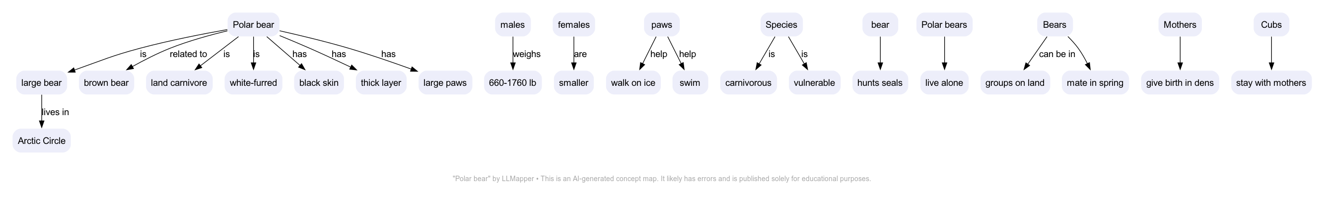 Polar bear - A concept map by LLMapper